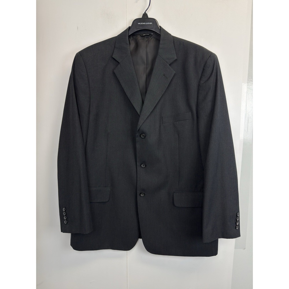 Retro Mens XL, 46R Sport Coat Blazer Navy Blue Pinstripe Jacket‎ 3-Button